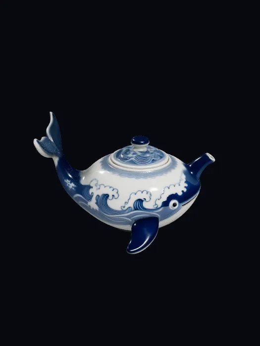 Blue-and-White Whale Teapot 3D model from Kreat3D Inspiration