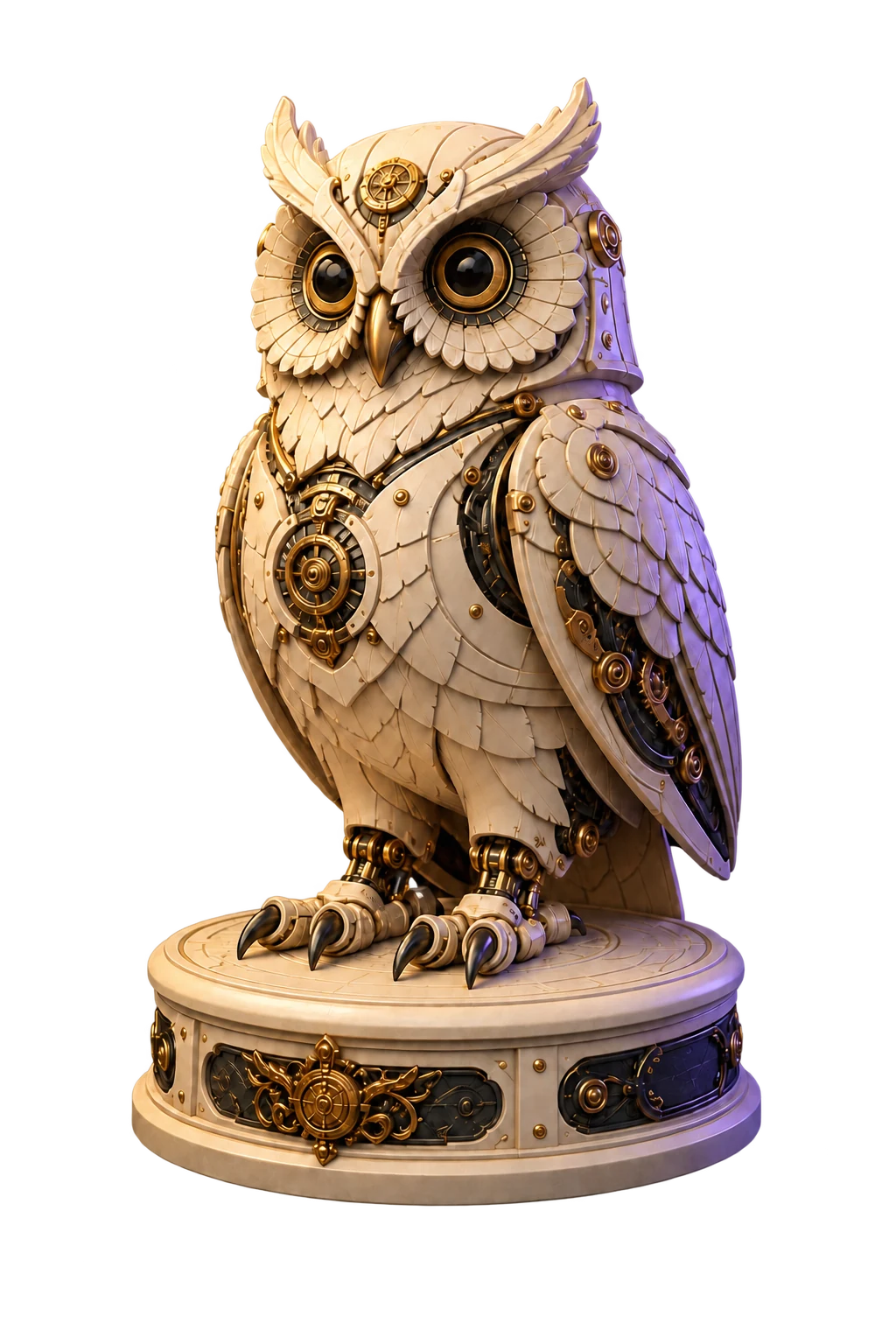 AI-generated mechanical owl 3D model