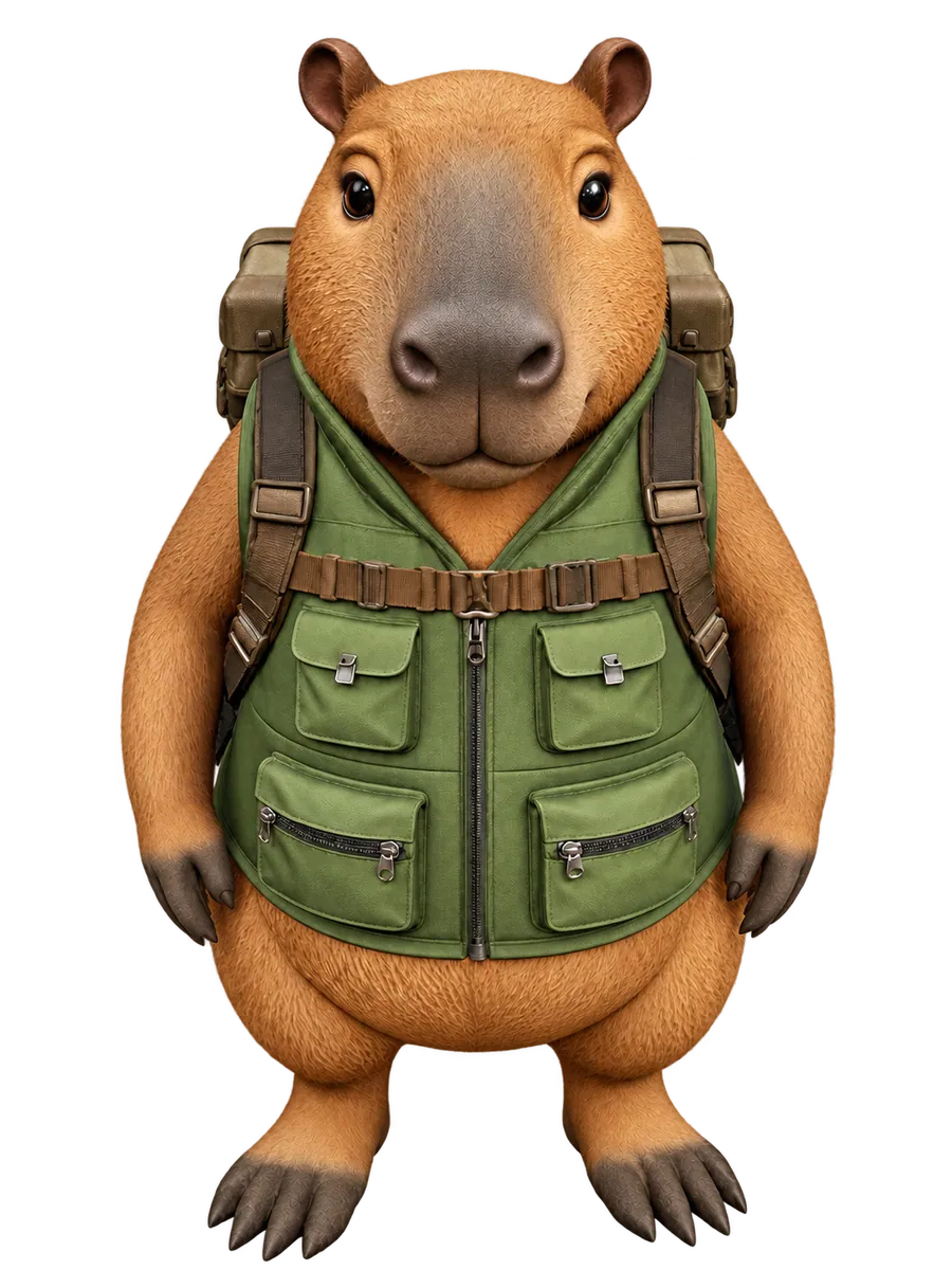 Capybara Botanist textured 3D character