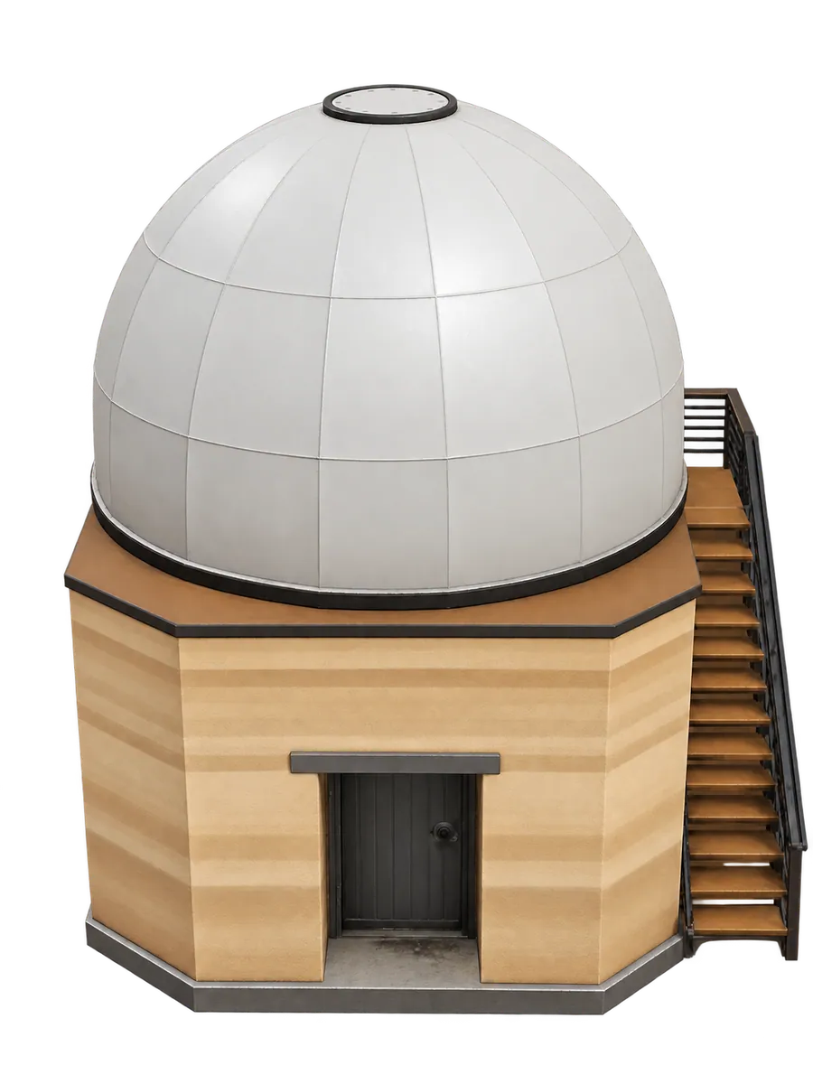 Illustrative desert observatory 3D asset made from an image reference, showing the object's shape