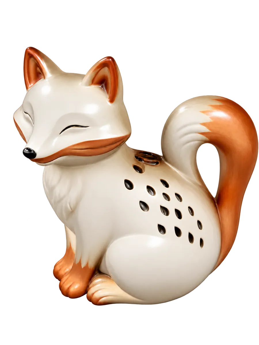 Illustrative ceramic fox incense burner 3D asset made from an image reference, showing its glazed surface